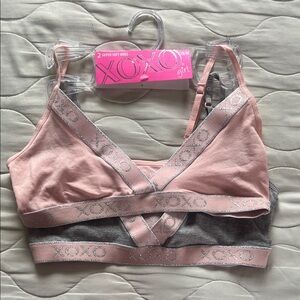 XOXO Pink and Gray Soft Bra Set